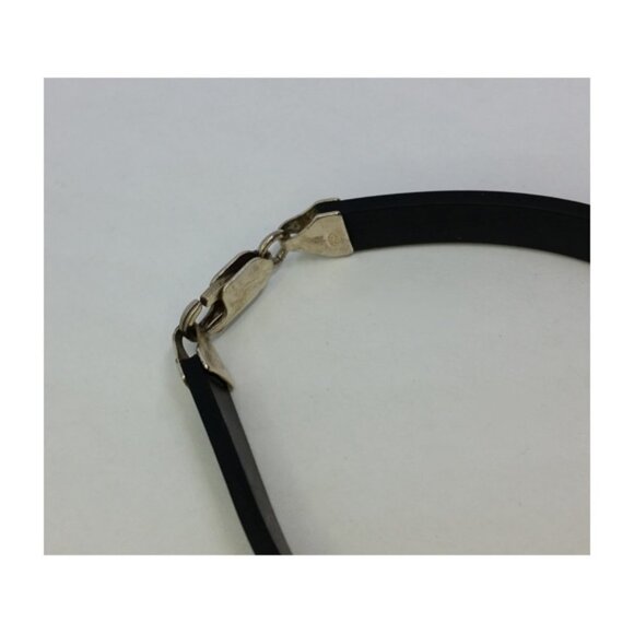 Black rubber bracelet with sterling silver stations, edgy, goth, punk UNISEX. - Picture 2 of 3